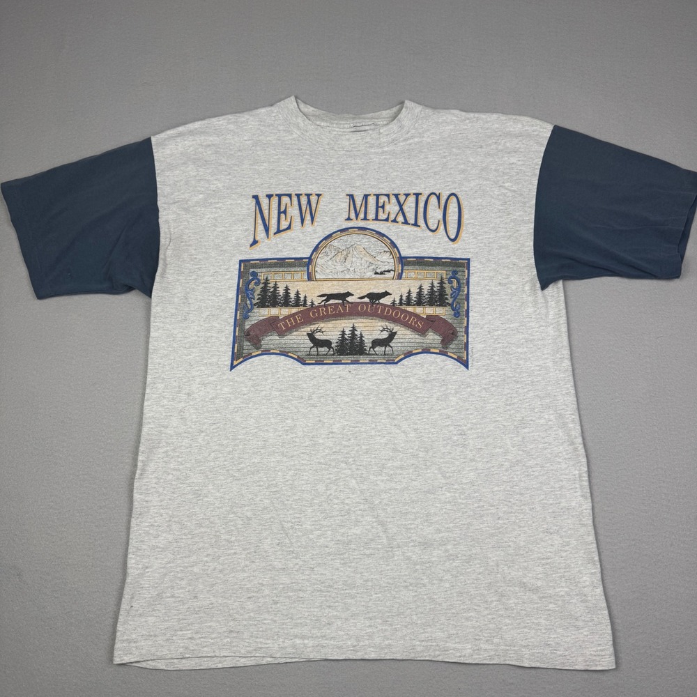 Vintage Single Stitch New Mexico The Great Outdoors XL Graphic T-Shirt Gray Navy